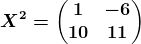 X^2=\beginpmatrix 1 &-6 \\10 &11 \endpmatrix